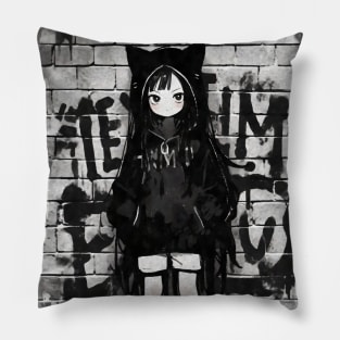 Kawaii Aesthetic Manga Nekomimi Anime Cat Girl Graffiti Art Style Pillow