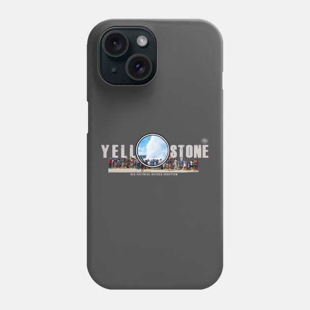 Crowd Watching Old Faithful Geyser Erupt, Yellowstone National Park - dark Phone Case by Smyrna Buffalo