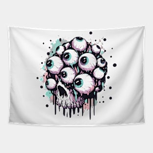 Eyeball skull horror Tapestry