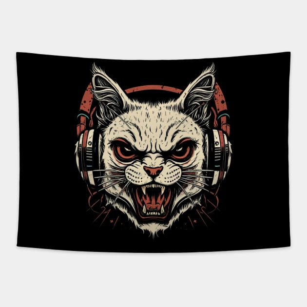 Death Metal Cat Tapestry by Aldrvnd