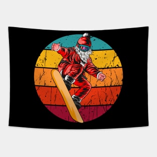 Vintage rad Santa Claus snowboarding Tapestry