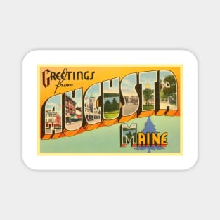 Greetings from Augusta Maine - Vintage Large Letter Postcard Magnet