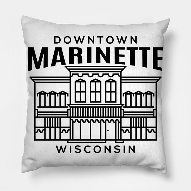 Downtown Marinette WI Pillow by HalpinDesign