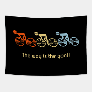 The Way Is The Goal! (3 Racing Cyclists / Bike / 3C) Tapestry