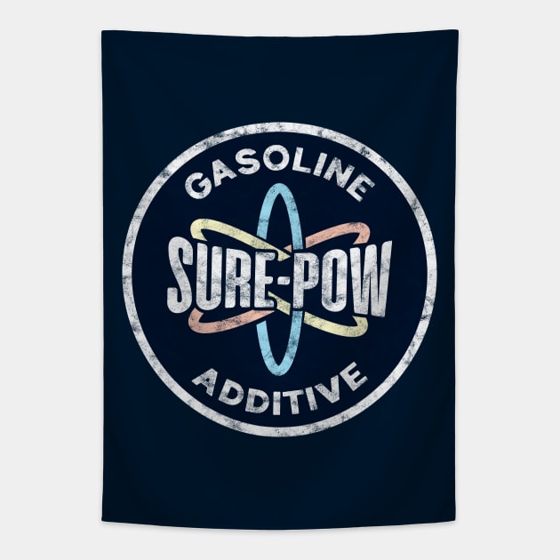 Sure-Pow Gasoline Additive (Redesigned - Dark Blue Worn) Tapestry by jepegdesign