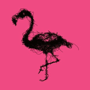 Flamingo Line Art - Minimalist Bird Design T-Shirt