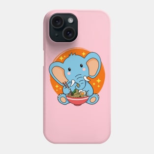 Baby Elephant Eating Ramen Kawaii Animal Lover Phone Case