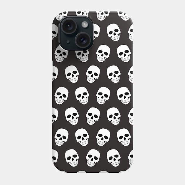 Black and White Halloween Skull Pattern Phone Case by POD-of-Gold
