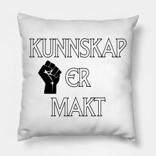 Kunnskap er makt - norsk - svart & hvitt Pillow