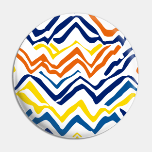 Chevron Yellow Orange Blue Abstract Art Pin