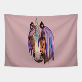 Magic watercolor unicorn horse Tapestry