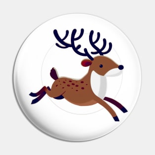 Dark Reindeer Jumping - White Background Pin