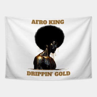 Afro King Drippin' Gold Tapestry