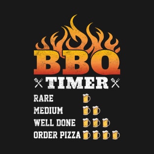 Funny BBQ Timer - BBQ and Beer Lovers | Distressed Style T-Shirt