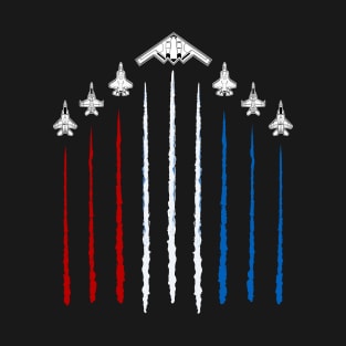 USA Red White and Blue Fighter Jets 4th of July Funny Patriotic T-Shirt