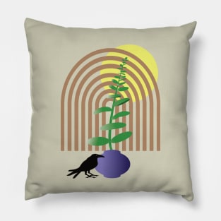 Boho Rainbow and Crow Pillow