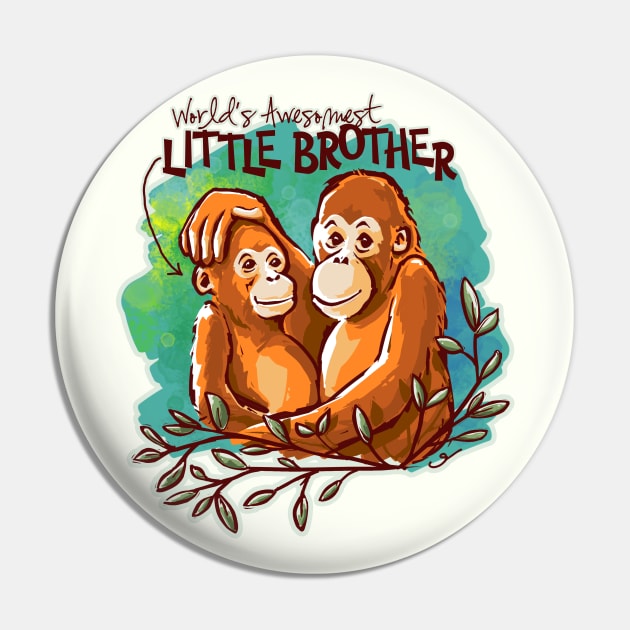 World's Awesomest Little Brother Pin by ElephantShoe