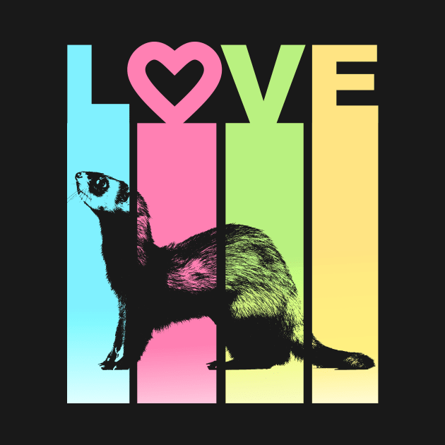 Retro Stripes Love Ferret by CeeGunn