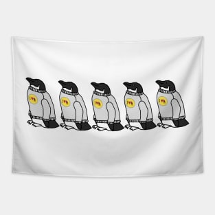 Animals in Clothes Five Sweater Penguins Tapestry