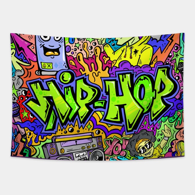 Hip Hop Music Graffiti Tapestry by MARK ASHKENAZI