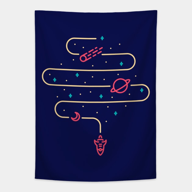 Rocket Out of Space Tapestry by VEKTORKITA