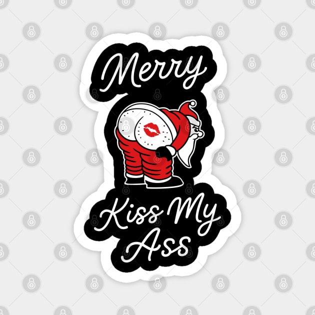 Kiss My Butt Naughty Santa Christmas Sass Magnet by Anticorporati