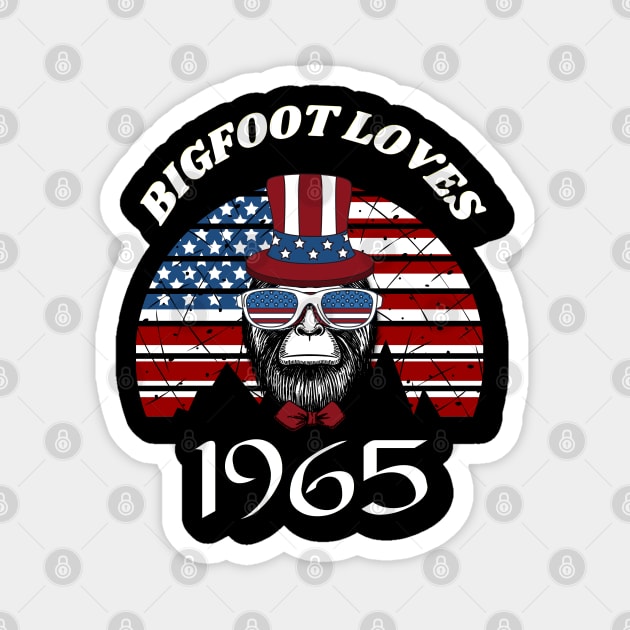 Bigfoot loves America and People born in 1965 Magnet by Scovel Design Shop