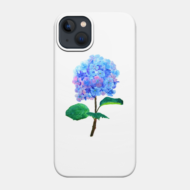 blue purple hydrangea watercolor painting - Flower - Phone Case