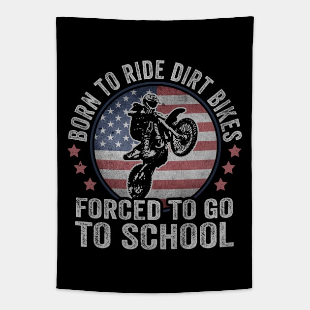 Born To Ride Dirt Bike USA Dirt Bike Rider Motocross Tapestry by Visual Vibes