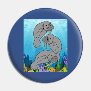 Manatee Water Swimming Badge Pin