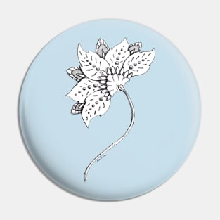 Ink drawing - graceful, fanciful Renaissance flower Pin