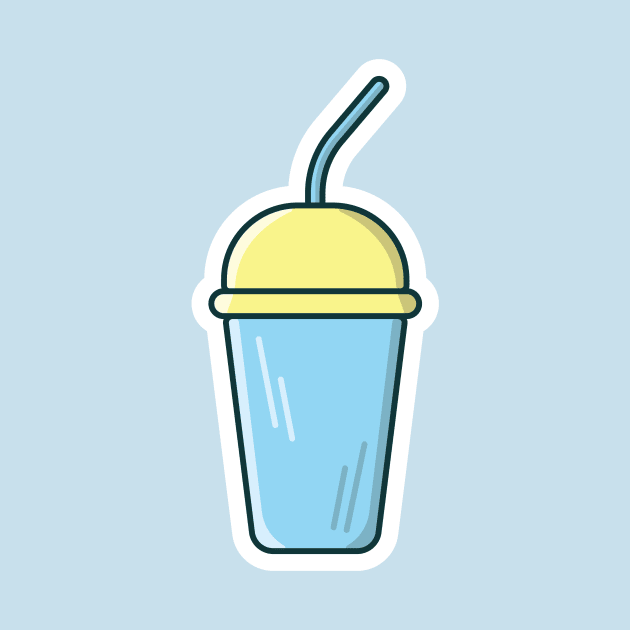 Soda Soft Drink Cup with Straw Sticker vector illustration. Drink object icon concept. Disposable plastic beverage cup with tube for soda sticker design with shadow. by AlviStudio