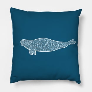 Beluga Whale Ink Art - detailed sea animal design Pillow