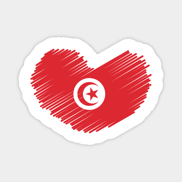 Tunisia Flag Heart Design Magnet by Sanu Designs