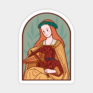 Cute Medieval Girl Musician illustration Magnet