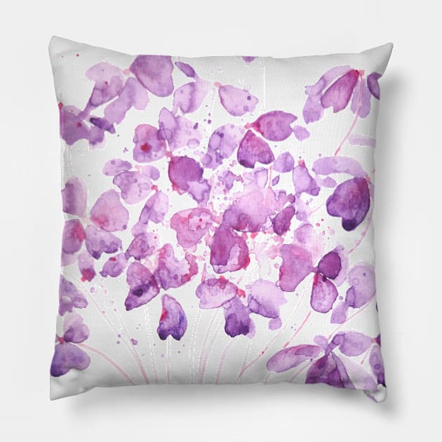 purple clover leaf  watercolor arts 2021 Pillow by colorandcolor