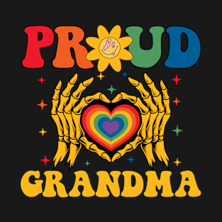 Rainbow Skeleton Heart Proud Grandma LGBT Gay Lesbian Pride T-Shirt