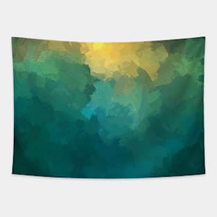 Green Deep Lake Abstract Painting Tapestry