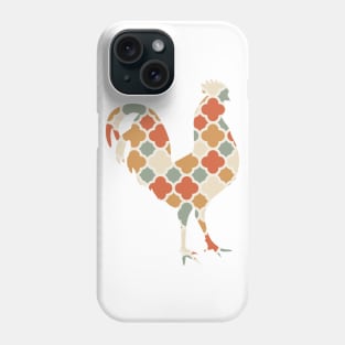 Rooster Silhouette with Pattern Phone Case