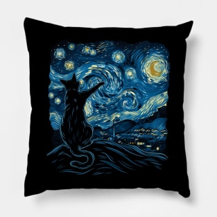 Cat Starry Night Solitude Pillow