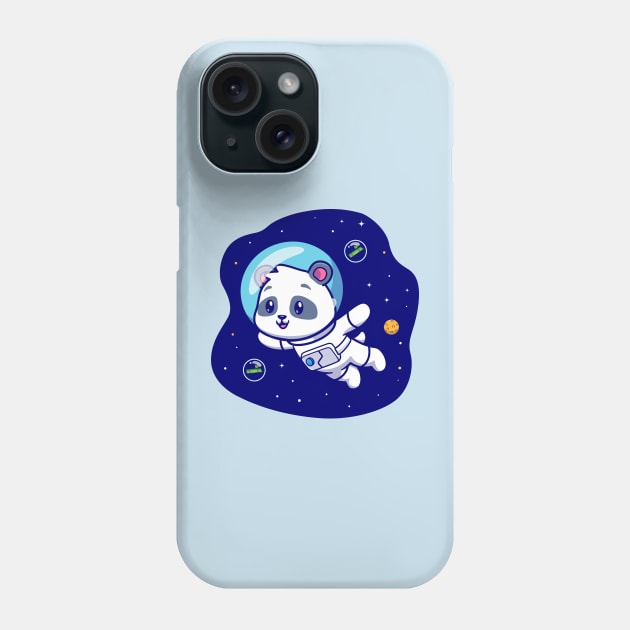 Cute Panda Astronaut Floating In Space Cartoon Phone Case by Catalyst Labs