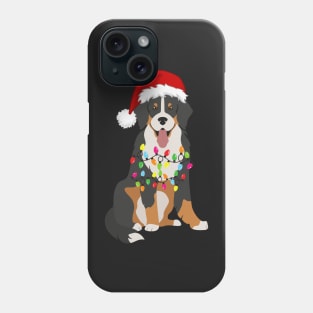 Bernese Holiday Christmas Light - Funny Bernese Mountain Dog Lights Christmas in Santa Hat Holiday Santa Phone Case