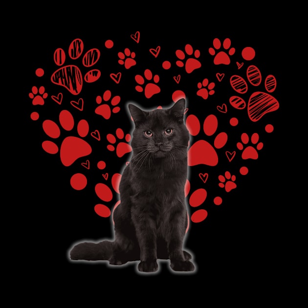 Valentines Day Cat Lover Heart Paw Shirt Gift by mittievance