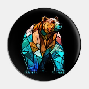 Grizzly Bear Animal Portrait Stained Glass Wildlife Outdoors Adventure Pin