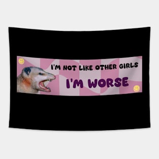 i'm not like girls i'm worse funny bumper car sticker Tapestry