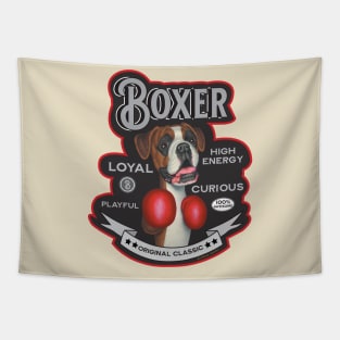 funny cute Vintage Boxer Dog with Boxing Gloves Tapestry