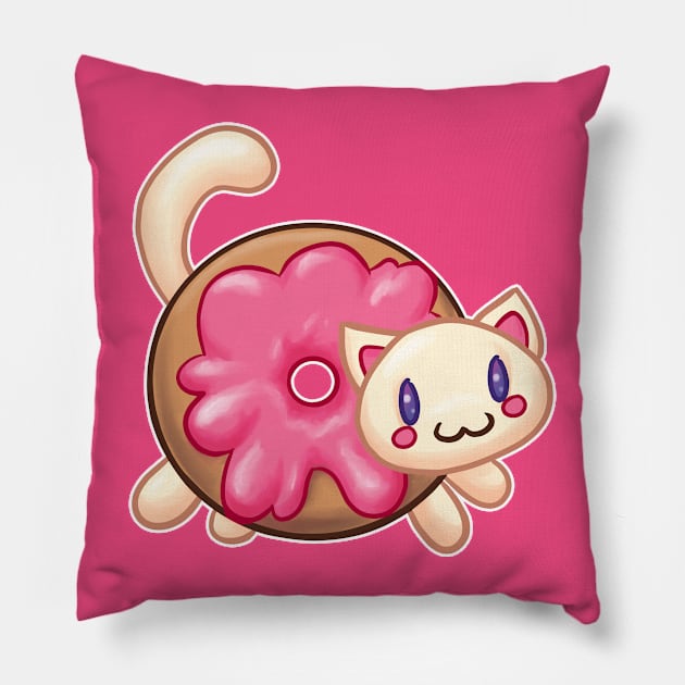 Donut Cat (catfood series) Pillow by klawzie