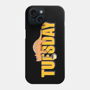 Funny Cat Drinking Coffee on Tuesday Phone Case