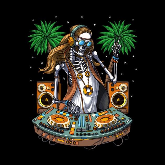 Skeleton Hippie Music DJ by underheaven