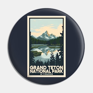 A Vintage Travel Art of the Grand Teton National Park - Wyoming - US Pin